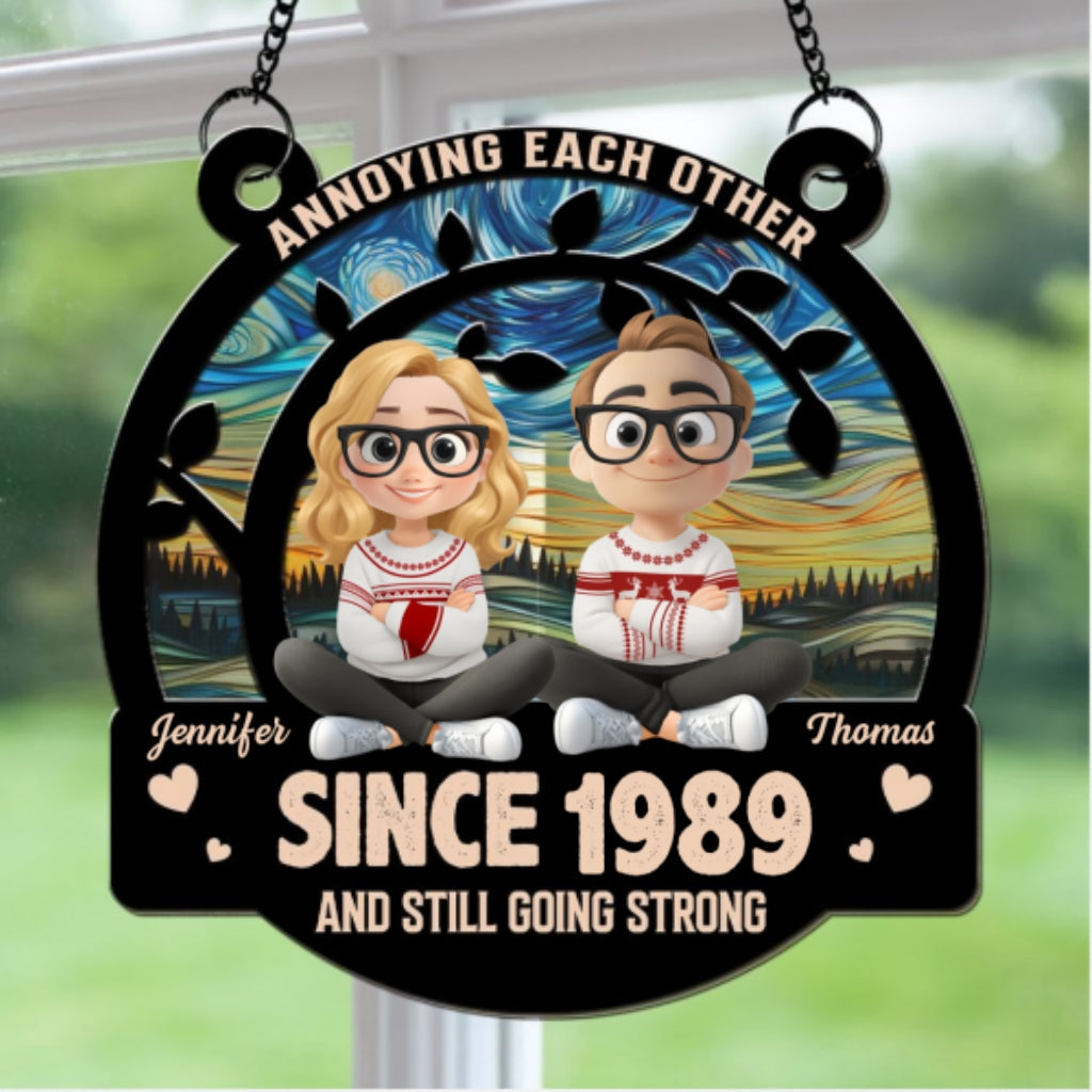 Custom Christmas Couple Hanging Decor, Anniversary Wedding Gifts • Love You Forever Christmas - Personalized Suncatcher