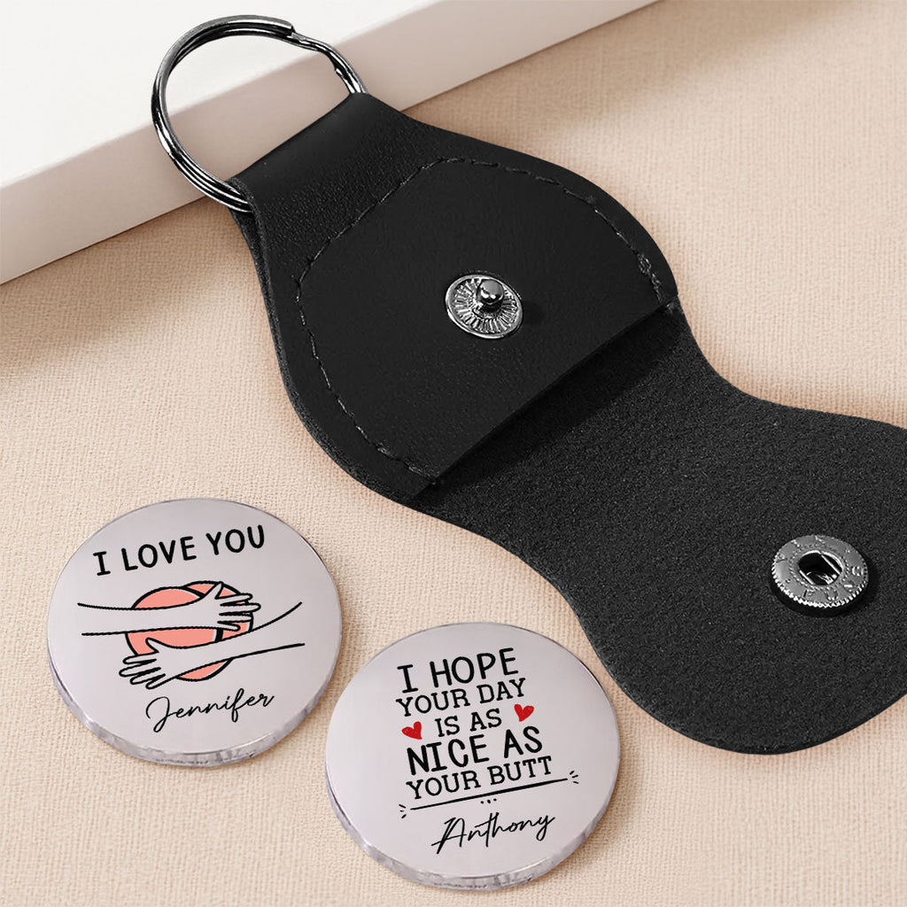 Custom Coin Keychain for Wife, Couple Anniversary Valentine's Day Gifts • Love And Laughter - Personalized Pocket Hug