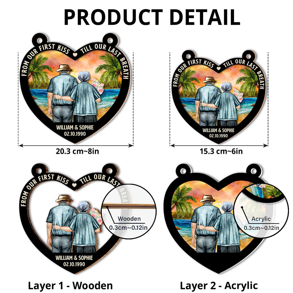 Custom Couple Hanging Decor, Anniversary Valentine's Day Gifts • From Our First Kiss - Personalized Suncatcher