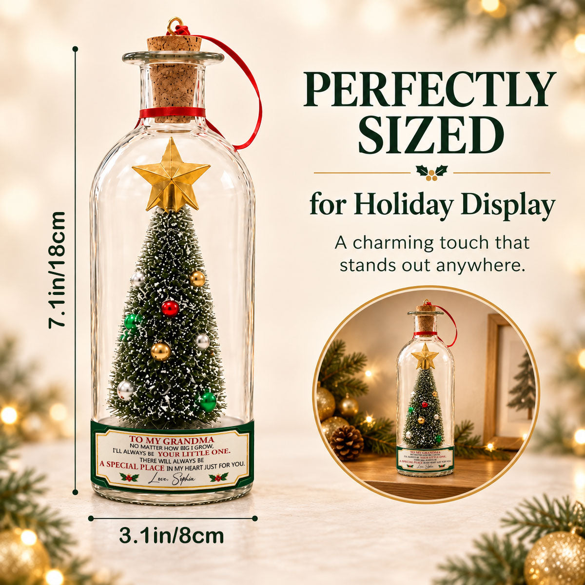 Custom Voice Recordable Message, Holiday Ornament Gift For Grandparents • My Love For You - Personalized Christmas Tree Bottle