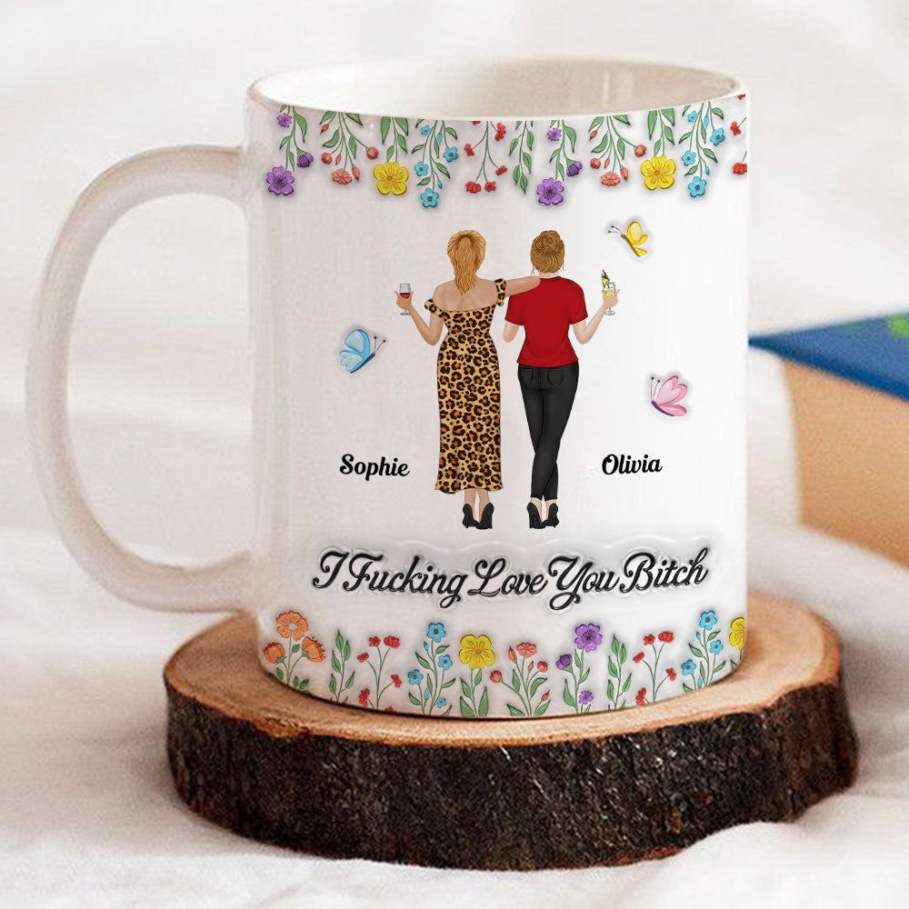 Custom Best Friend, Christmas & Birthday Friendship Keepsake Gift • I Love You My Friends - Personalized 3D Inflated Effect Mug