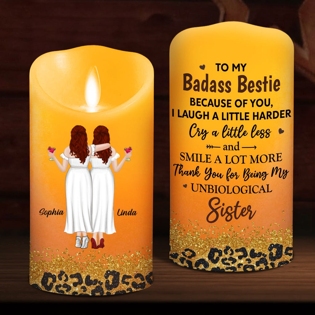 Because Of You I Laugh A Little Harder - Personalized LED Candle