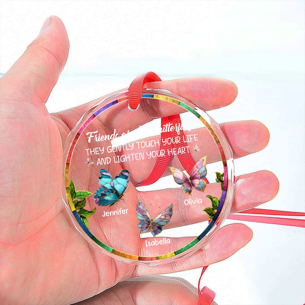 Custom Friendship Christmas Ornament, Best Friend Gift •  Butterfly Friends - Personalized Glass Ornament