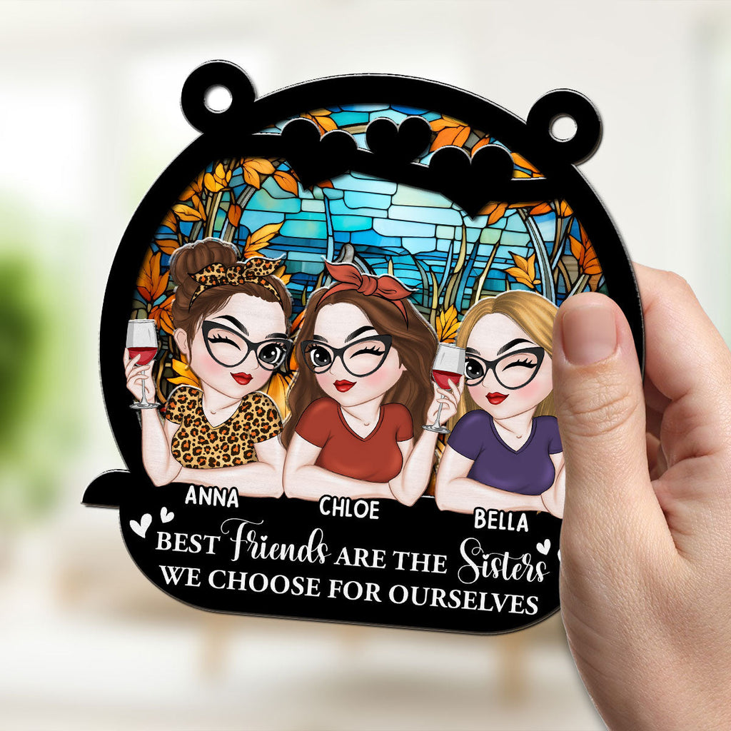 Custom Best Friend Hanging Decor, Friendship Birthday Gifts • Besties Bring The Cheer - Personalized Suncatcher