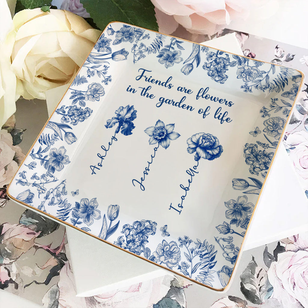 Custom Bestie Trinket Dish, Birthday Christmas Gift For Best Friend • Friends Are Sunshine For Souls - Personalized Jewelry Dish