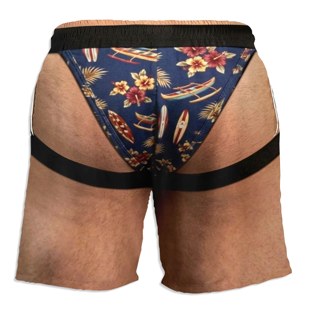 Custom Funny Hairy Man Swim Trunks, Birthday Summer Gift • Summer Vibes - Personalized Beach Shorts