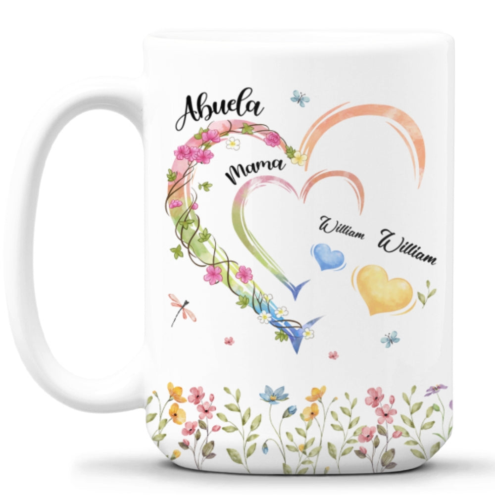 Custom Mother's Day Gift for Mom & Grandma • Mom Grandma Hearts - Personalized Coffee Mug