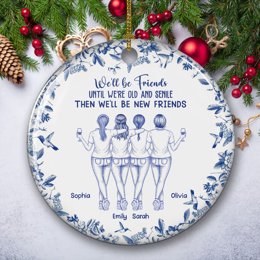 Custom Friendship Christmas Ornament, Best Friend Gift •  From Now Until Always - Personalized Ceramic Ornament