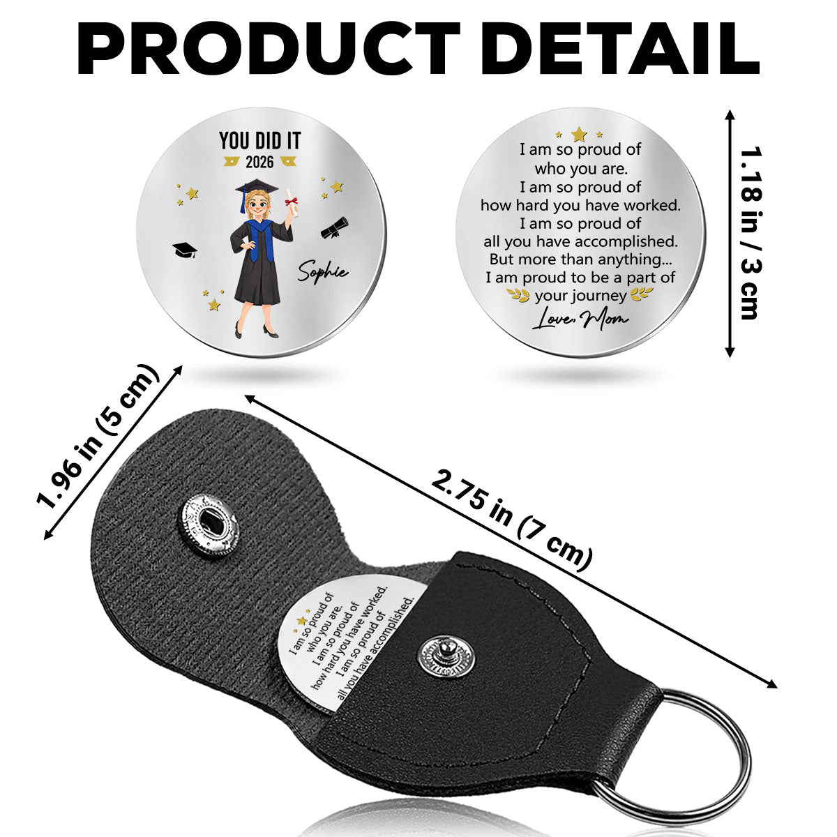 Custom Coin Keychain for Son, Father's Day Birthday Gifts • You Did It - Personalized Pocket Hug