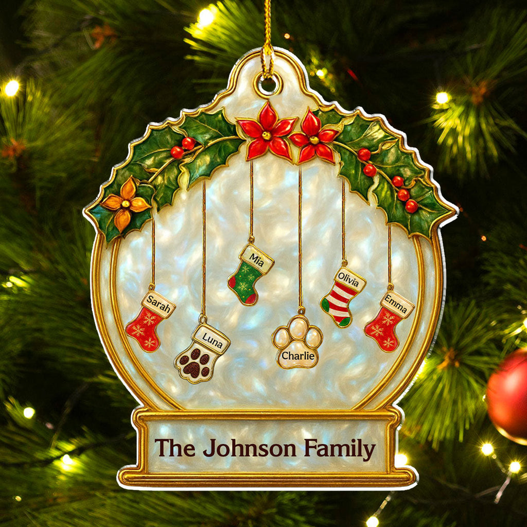 Custom Family Ornament, Christmas Gift for Family Members •  Family Stockings - Personalized Acrylic Ornament