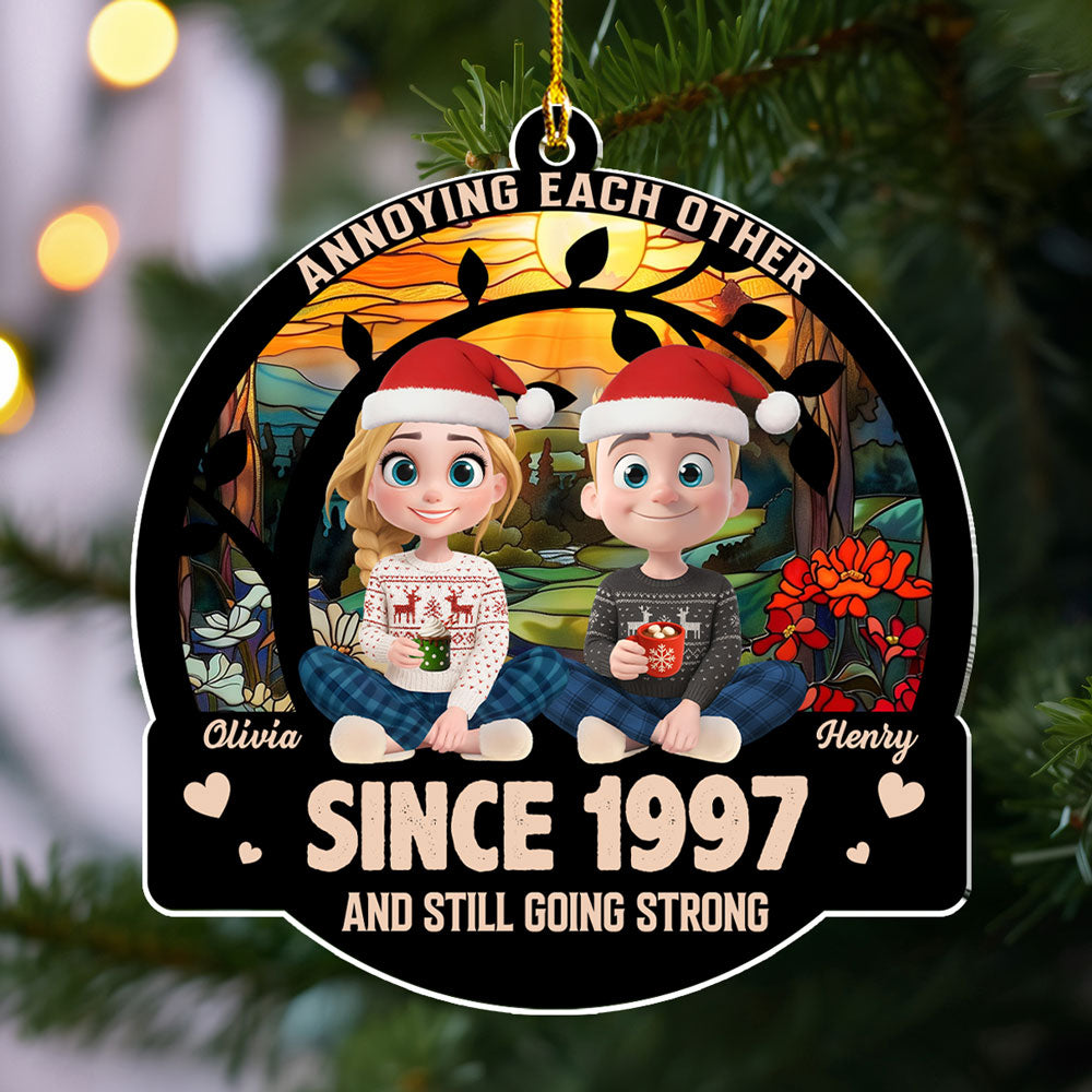Custom Couple Christmas Ornament, Anniversary Gift •  Love You Forever - Personalized Acrylic Ornament