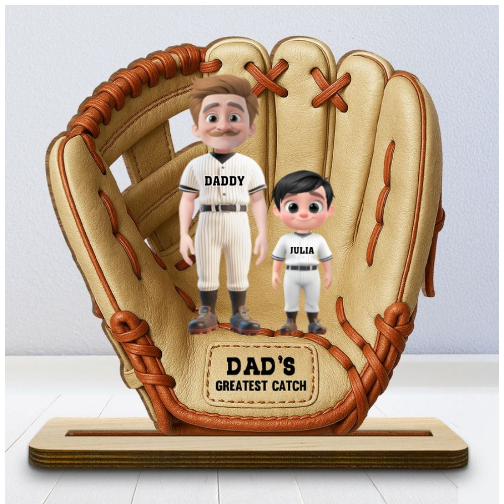 Custom Father's Day Decor, Gift for Dad & Grandpa • Daddy Team - Personalized 2-Layer Wood Plaque With Flat Base