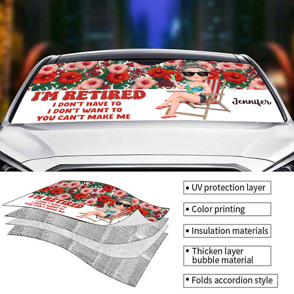 I Am Retired - Personalized Car Sunshade