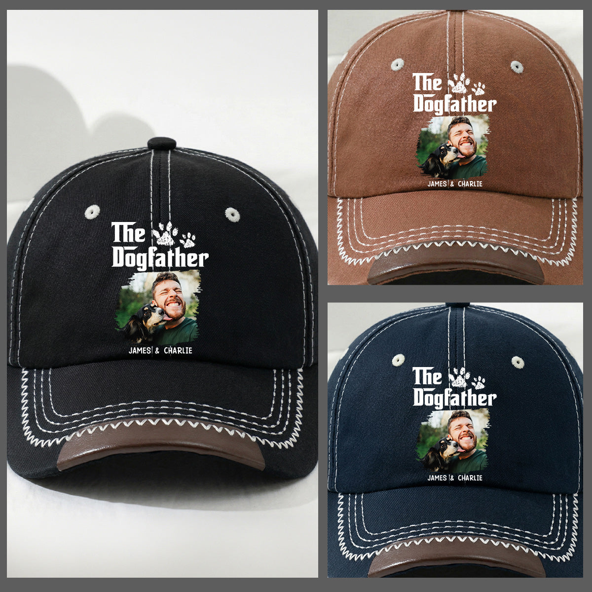 Cool Dog Father Photo - Personalized Vintage Soft Baseball Cap