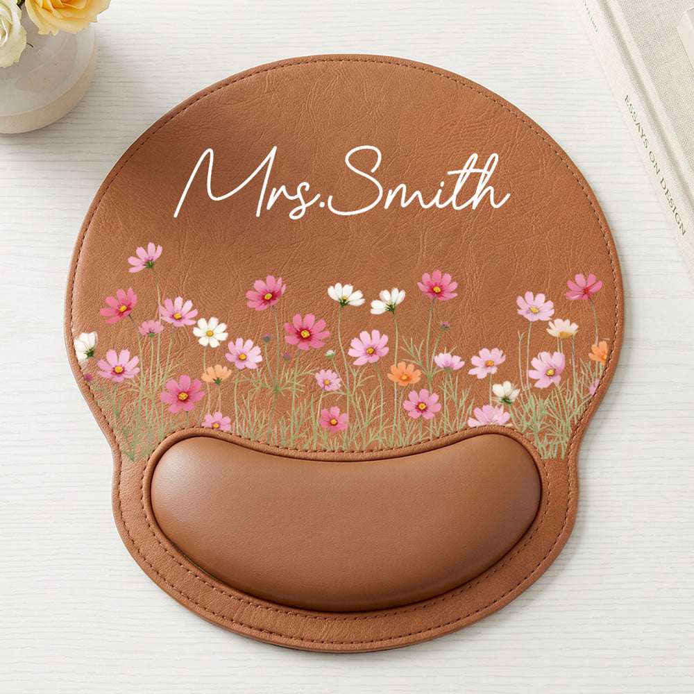 May I Bloom - Personalized Leather Mouse Pad