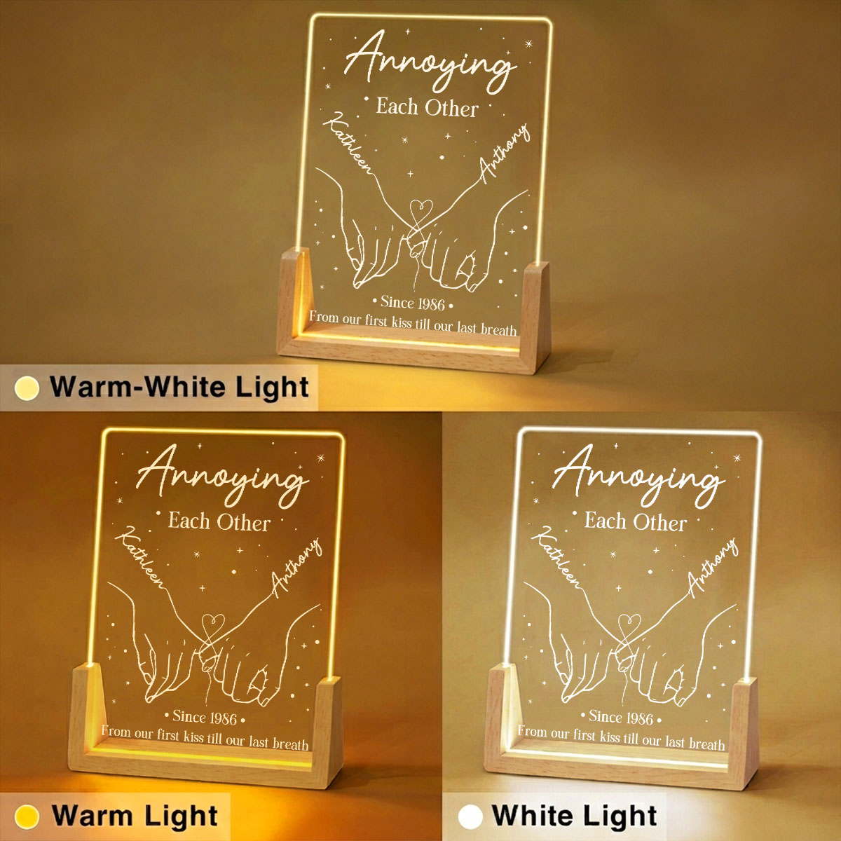 Custom Anniversary, Wedding, Christmas Gift For Husband, Him• Annoying each Other - Personalized Night Light