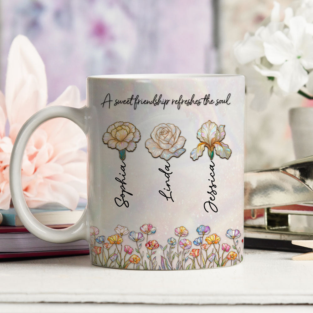 Custom Name & Birth Flower Birthday, Christmas Gift for Best Friend • Sweet Friendship Bible - Personalized Coffee Mug