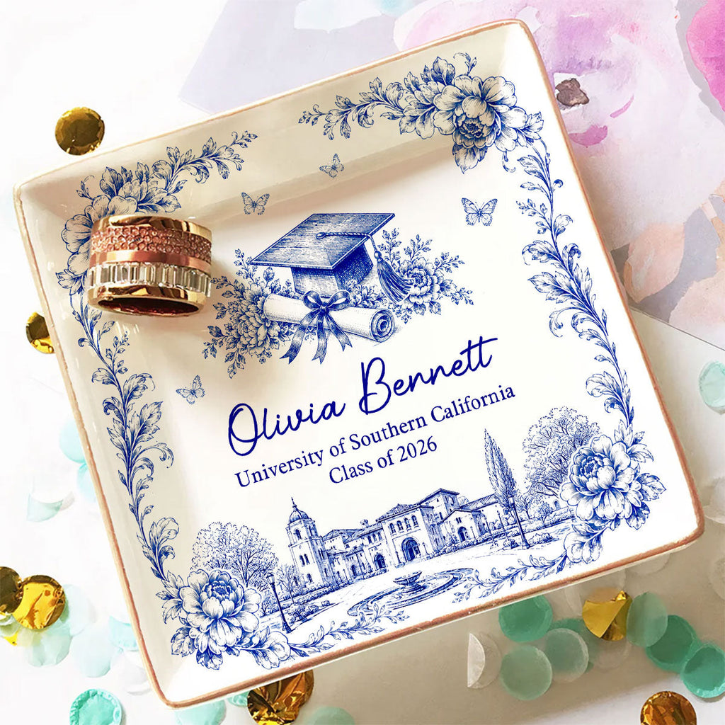 Custom Class of 2026 Trinket Dish, Graduation Gift For Her • Class of 2026 - Personalized Jewelry Dish