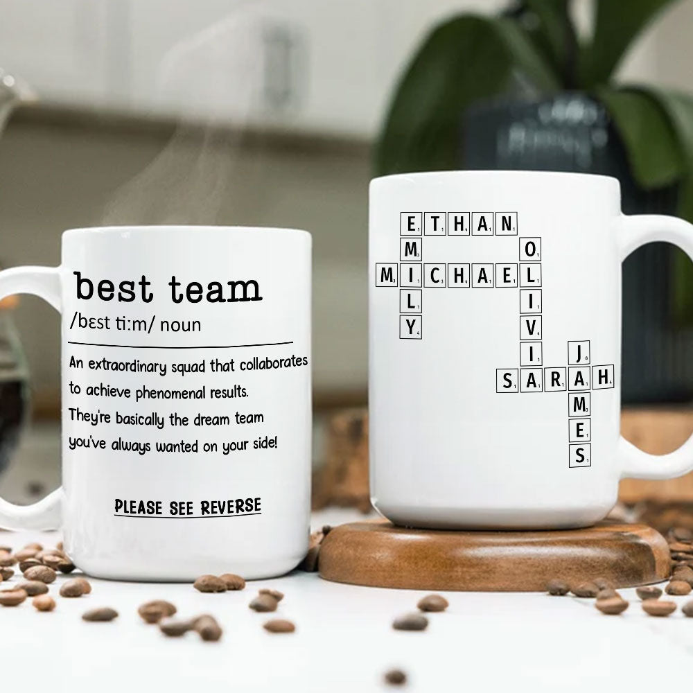 Custom Coworker, Christmas & Birthday Team Appreciation Gift • Coworker Crossword - Personalized Coffee Mug