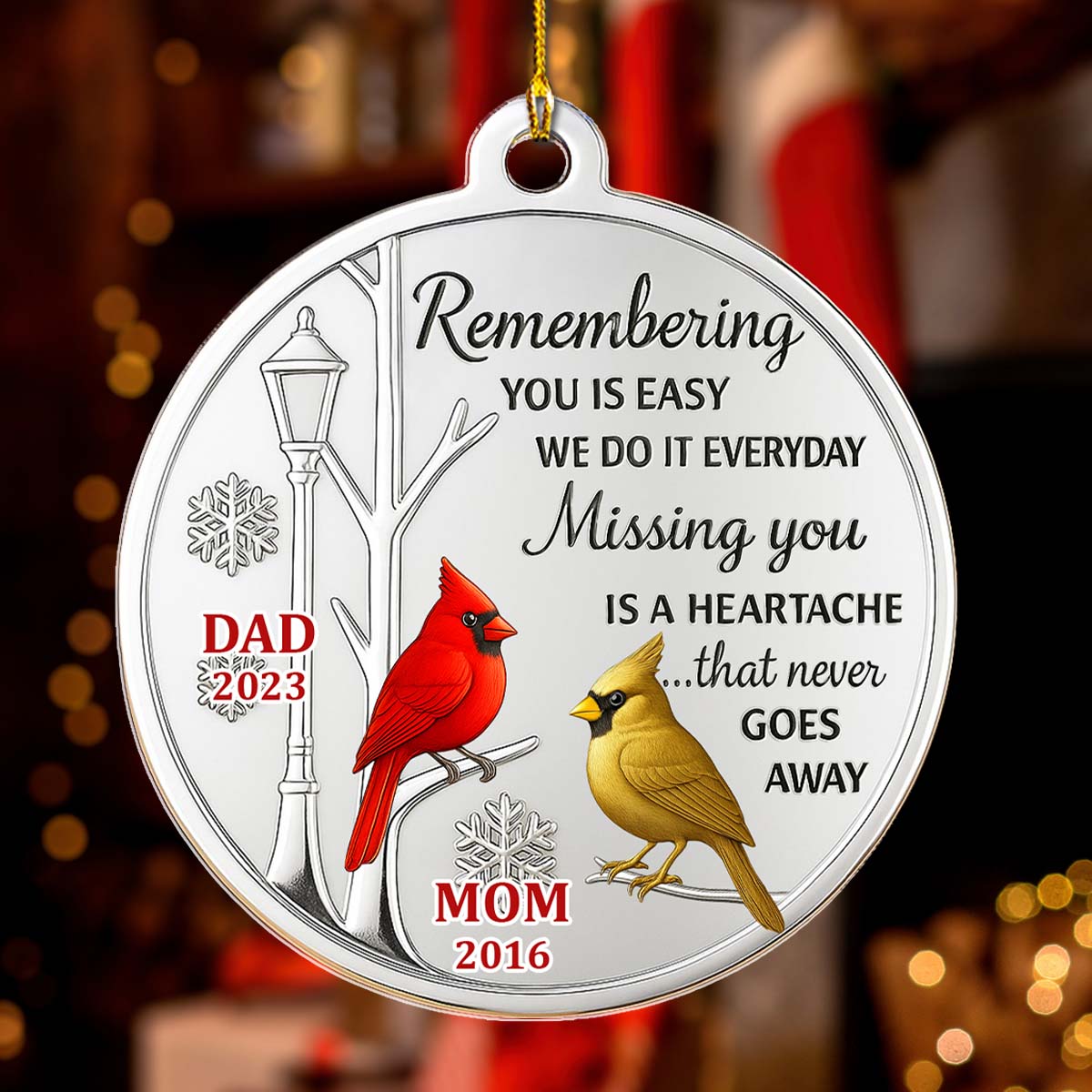 Custom Memorial Christmas Ornament, Sympathy Keepsake •  Missing You Is A Heartache - Personalized Acrylic Ornament