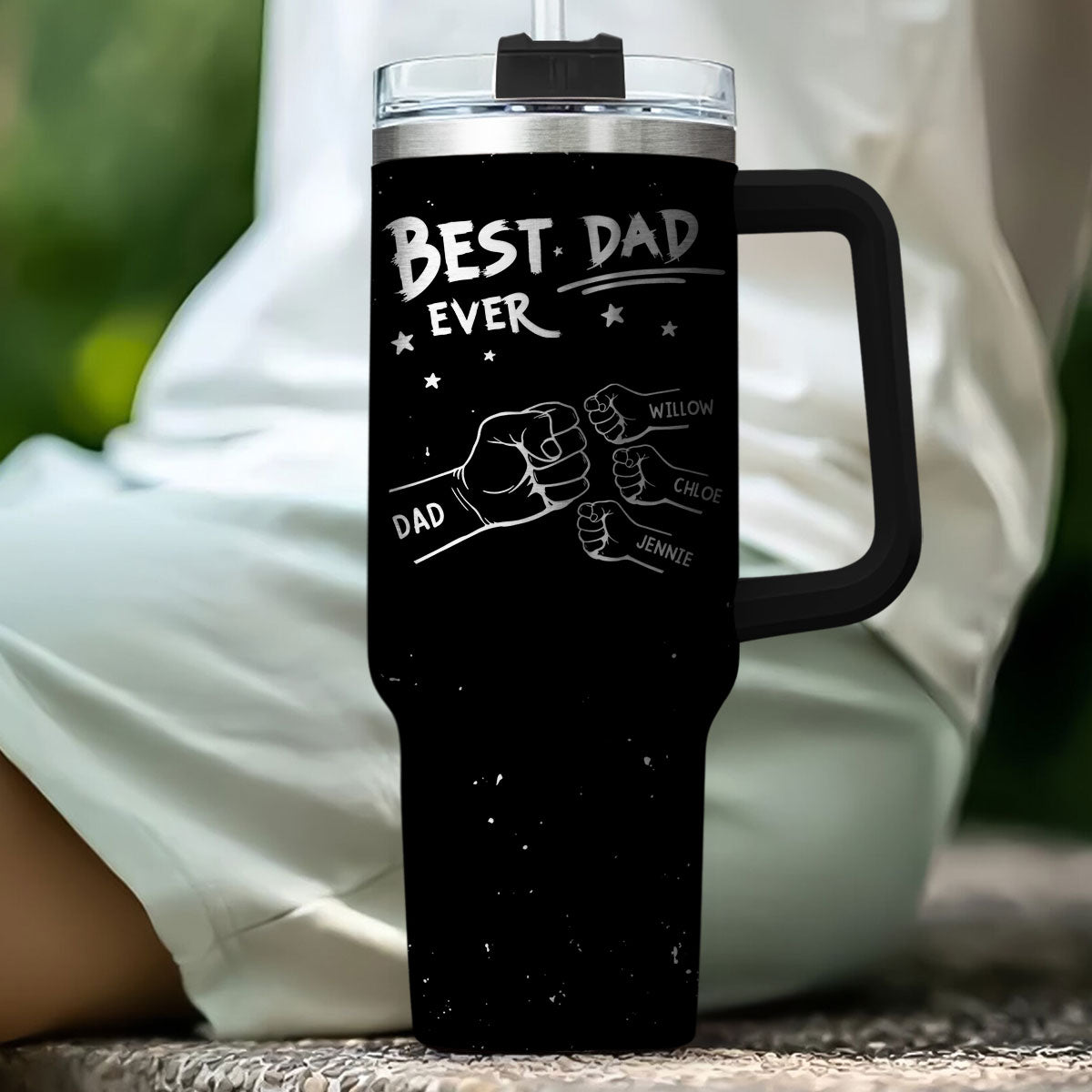 Custom Father's Day Birthday Gifts For Dad • Handsome Dad Ever - Personalized Engraved 40oz Tumbler With Handle