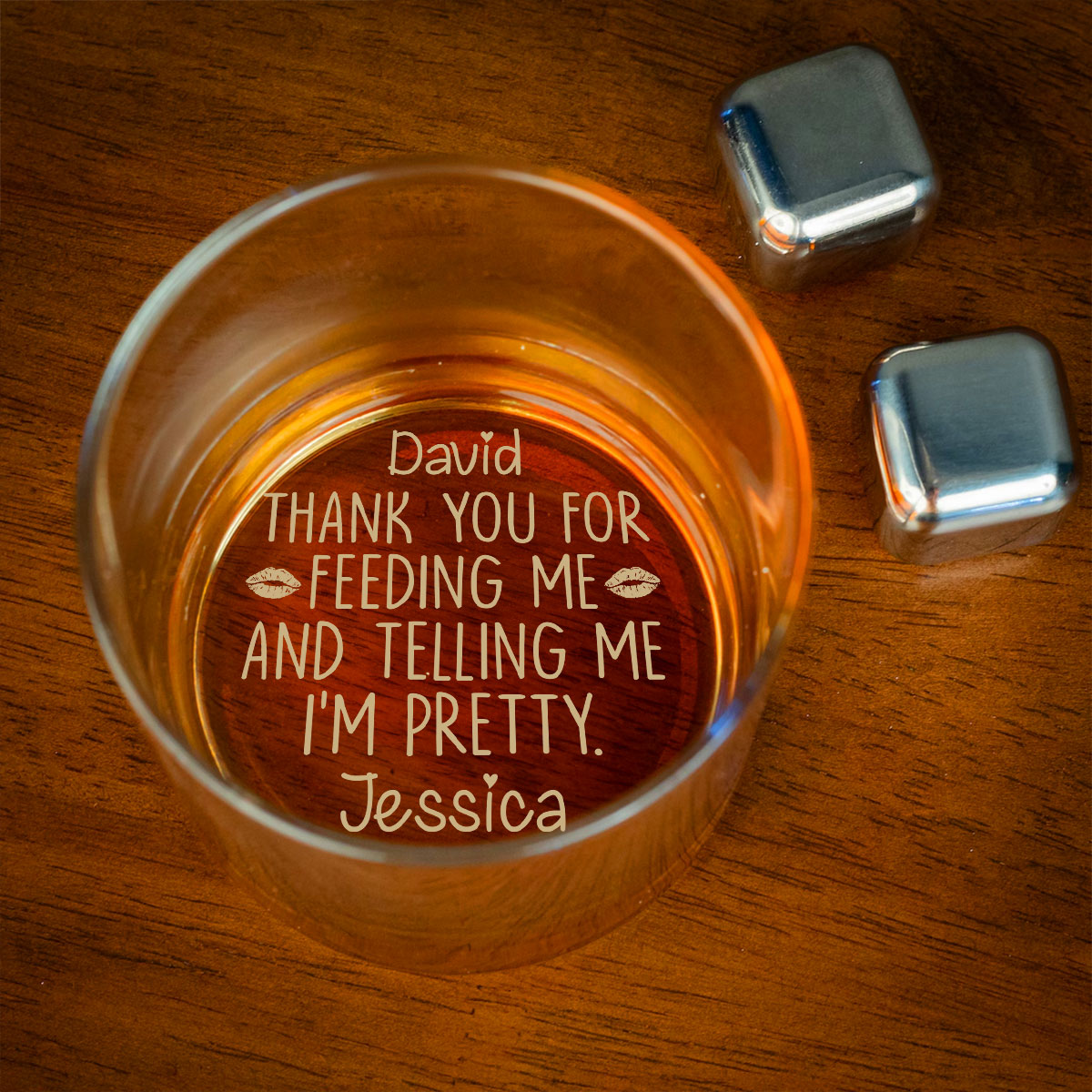 Custom Christmas Anniversary Birthday Drinkware Gifts for Couple • Love Is Being With You - Personalized Engraved Whiskey Glass