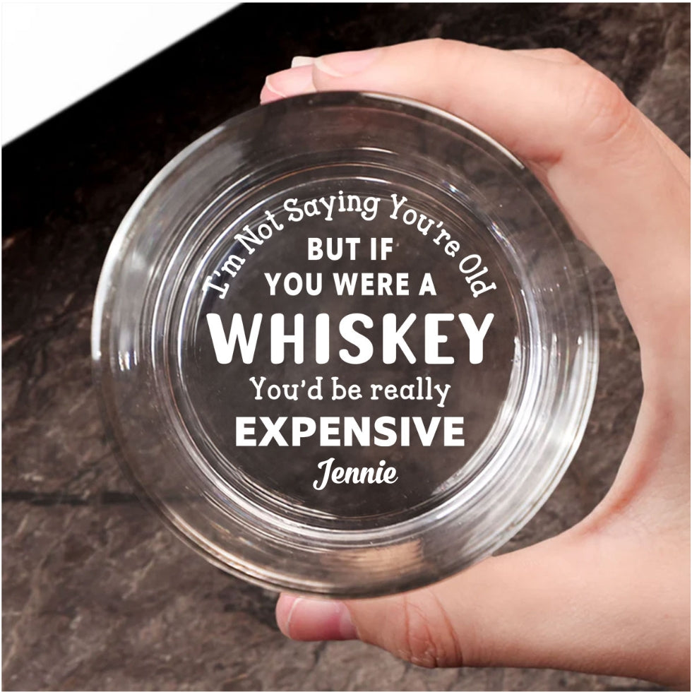 Custom Christmas Anniversary Birthday Drinkware Gifts for Couple • Expensive whiskey - Personalized Engraved Whiskey Glass