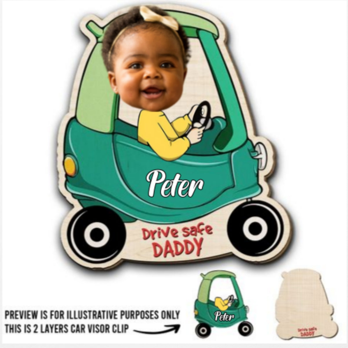 Baby In Car - Personalized Car Visor Clip