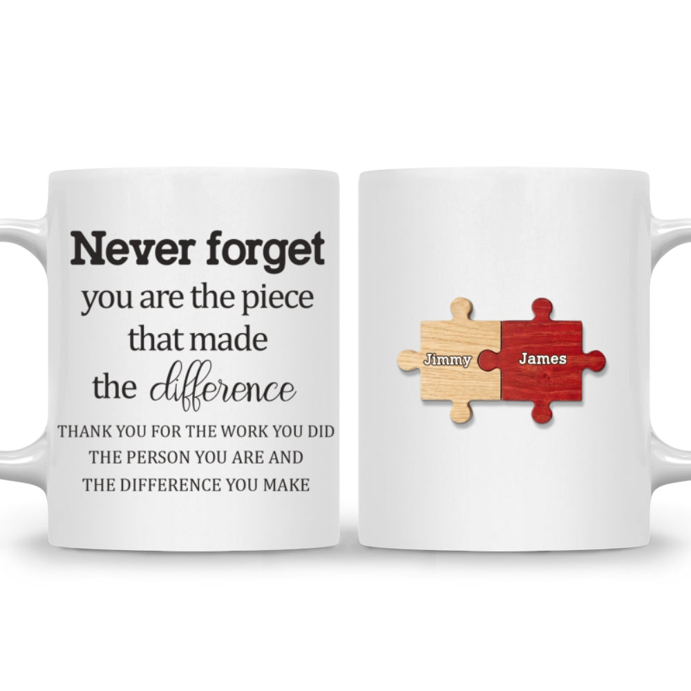 Custom Coworker, Christmas & Birthday Team Appreciation Gift • The Piece That Made The Difference - Personalized Coffee Mug