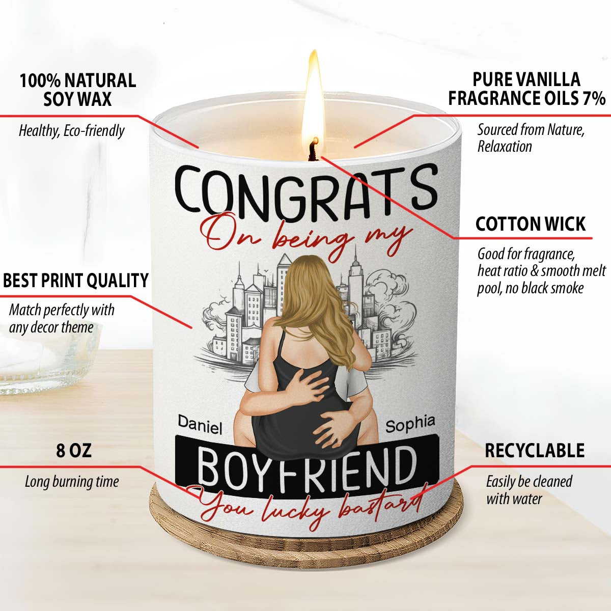 Congrats On Being My Boyfriend - Personalized Candle