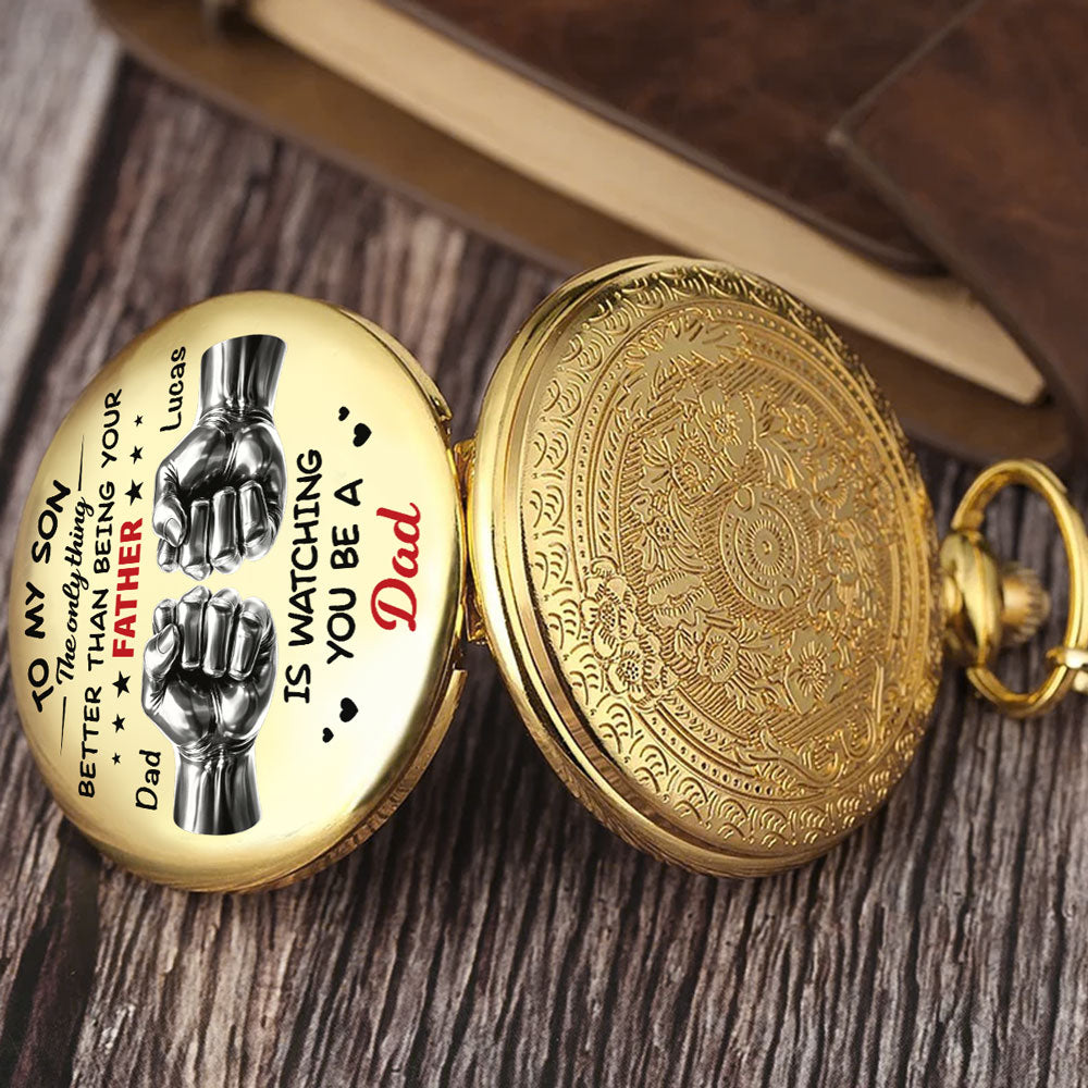 Watching You Become A Dad - Personalized Print Pocket Watch