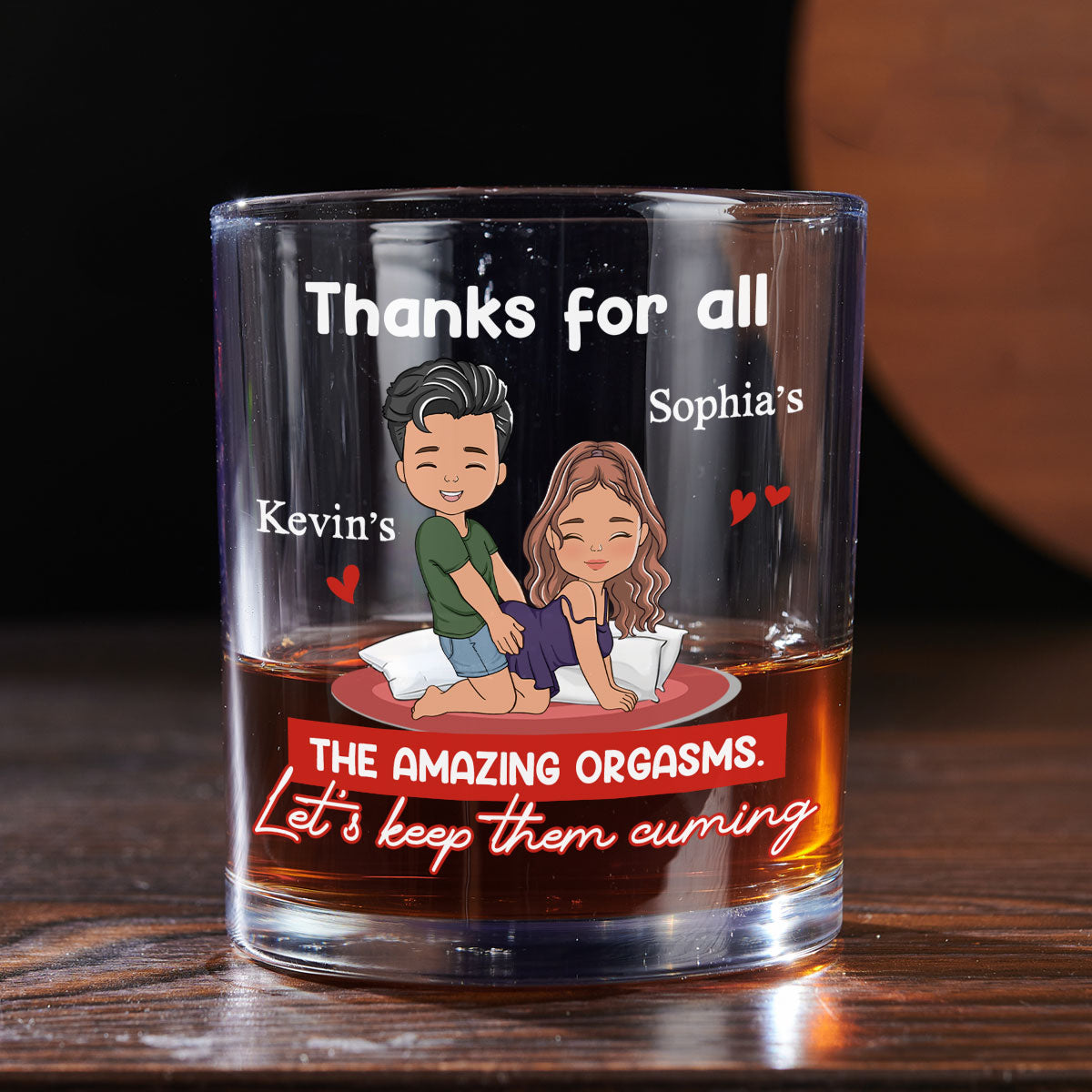 Custom Christmas Anniversary Birthday Drinkware Gifts for Couple • Thanks For All The Good Things - Personalized Whiskey Glass
