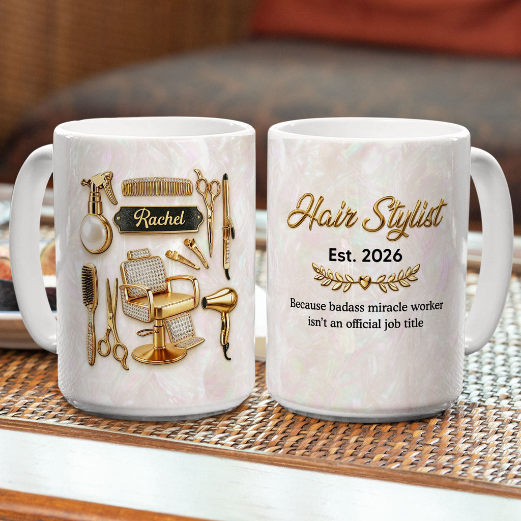 Custom Christmas & Birthday Keepsake Gift • Hair Stylist Miracle Worker - Personalized 3D Inflated Effect Mug