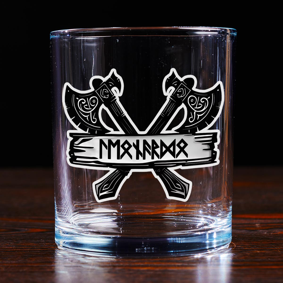 Custom Christmas Birthday Drinkware Gifts for Dad • Name In Viking Runes - Personalized Whiskey Glass