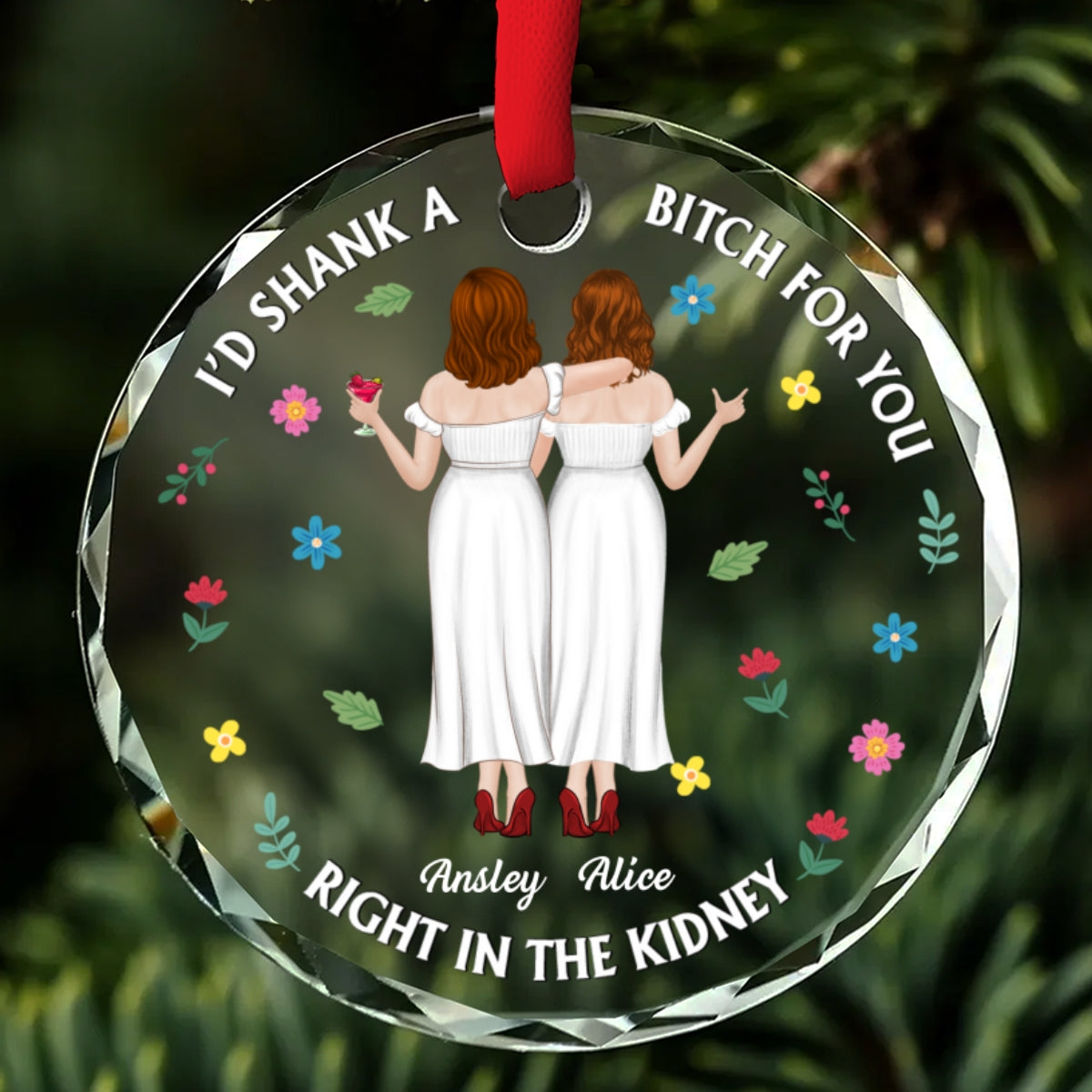 Custom Friendship Christmas Ornament, Best Friend Gift •  My Favorite Besties - Personalized Glass Ornament