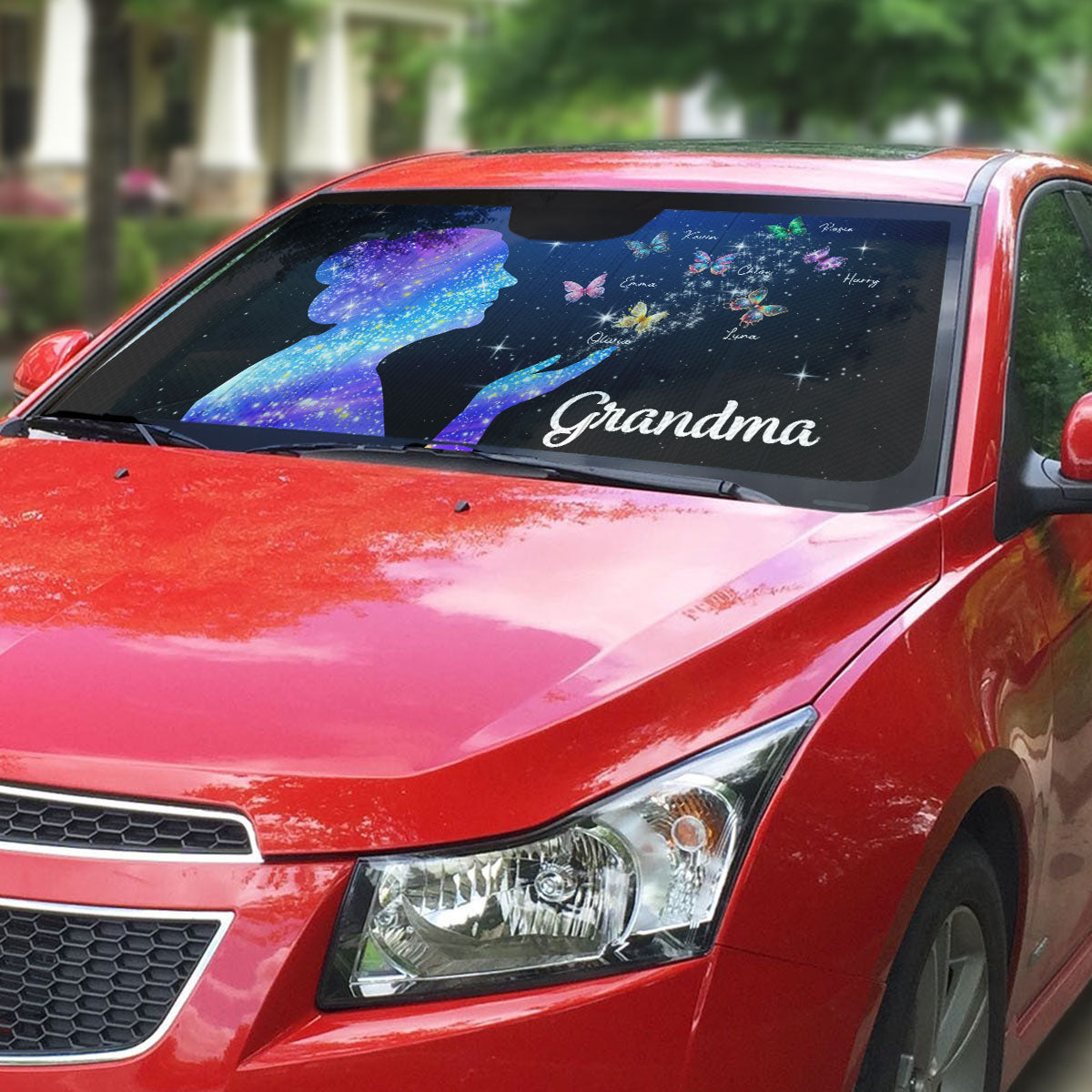 Grandma And Kids Beautiful - Personalized Car Sunshade