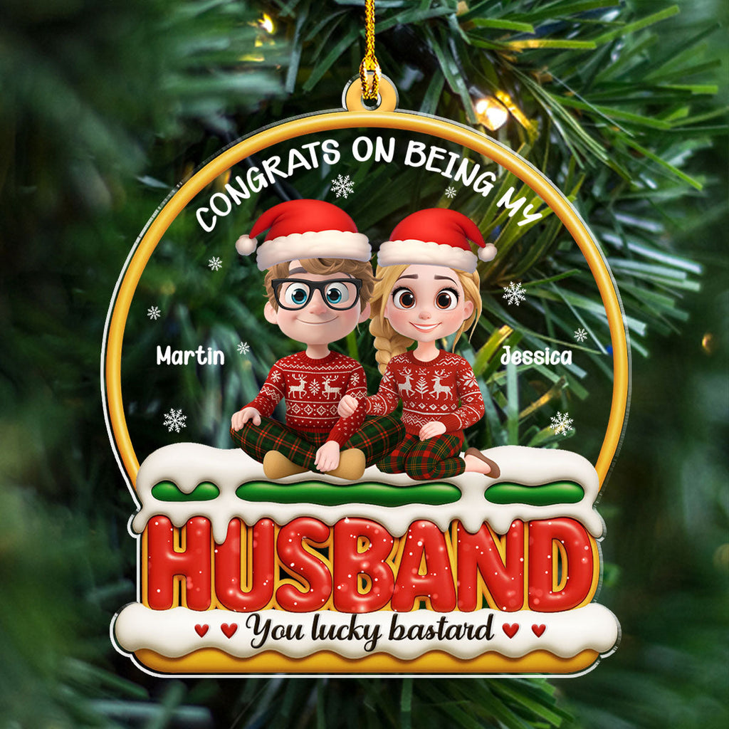 Custom Couple Christmas Ornament, Anniversary Gift •  Lucky You - Personalized Acrylic Ornament
