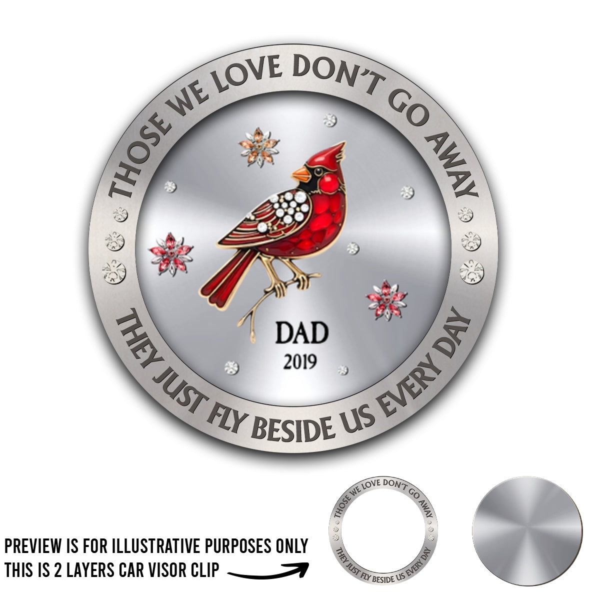 Cardinal Hummingbird Those We Love Beside Us Every Day - Personalized Car Visor Clip