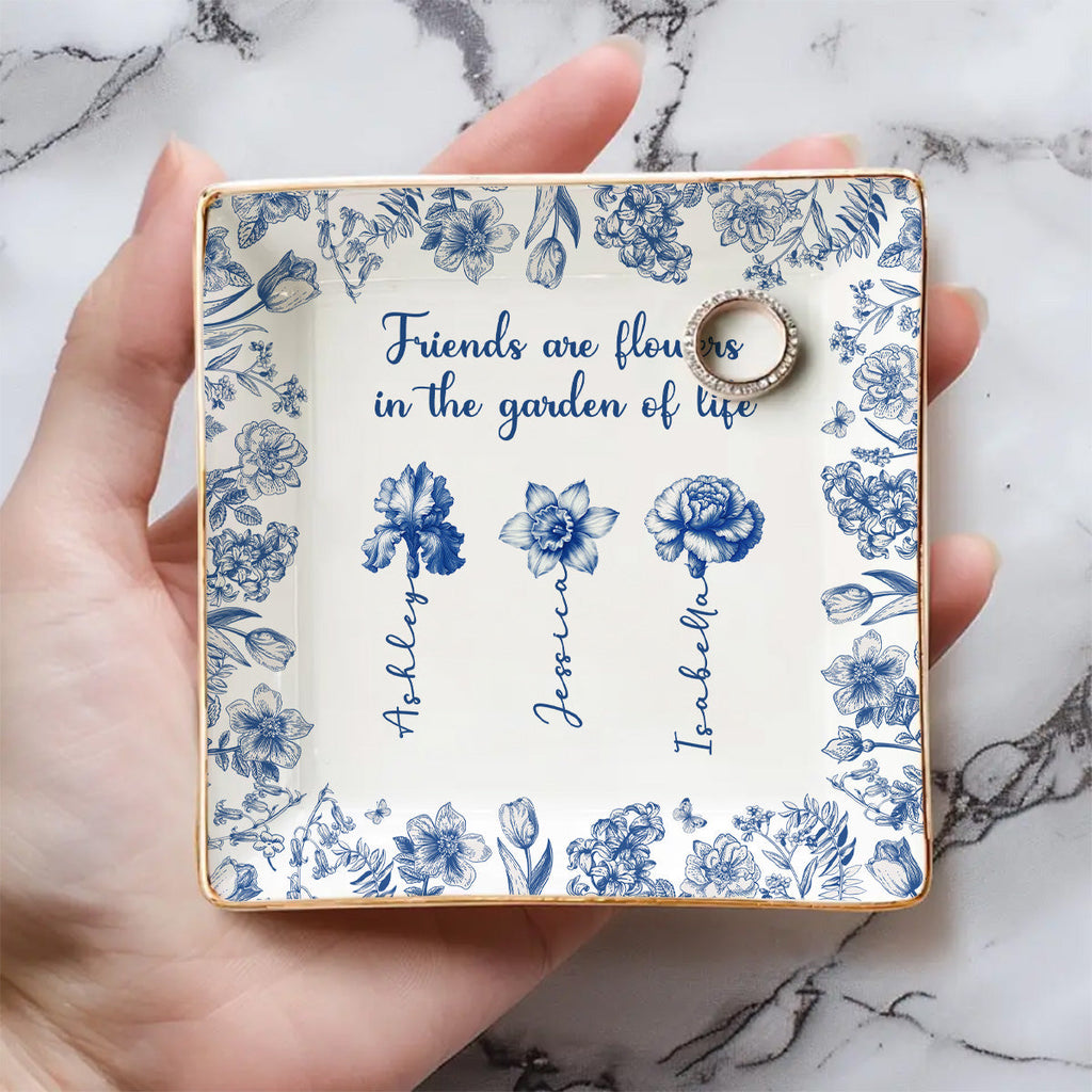 Custom Bestie Trinket Dish, Birthday Christmas Gift For Best Friend • Friends Are Sunshine For Souls - Personalized Jewelry Dish