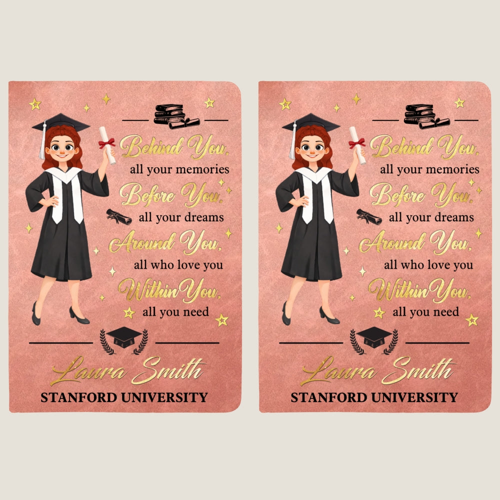 Graduation Journal Custom Name School Year For Daughter, Son • Degree In Hand - Personalized Leather Journal