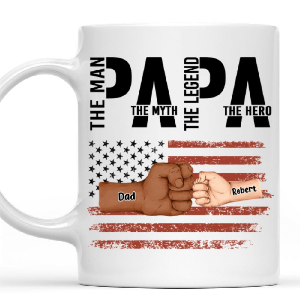 Custom Father's Day, Special Gift for Dad & Grandpa • The Hero - Personalized Coffee Mug
