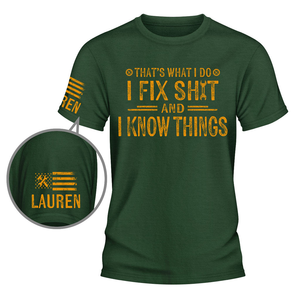 Custom Christmas & Birthday Keepsake Gift • Look Amazing And I Fix Sht - Personalized Shirt With Design On Sleeve