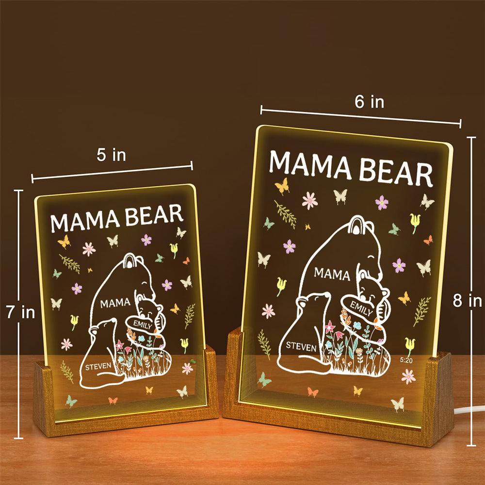 Custom Gift for Mom Grandma, Mother's Day Birthday • Mama Bear - Personalized Night Light