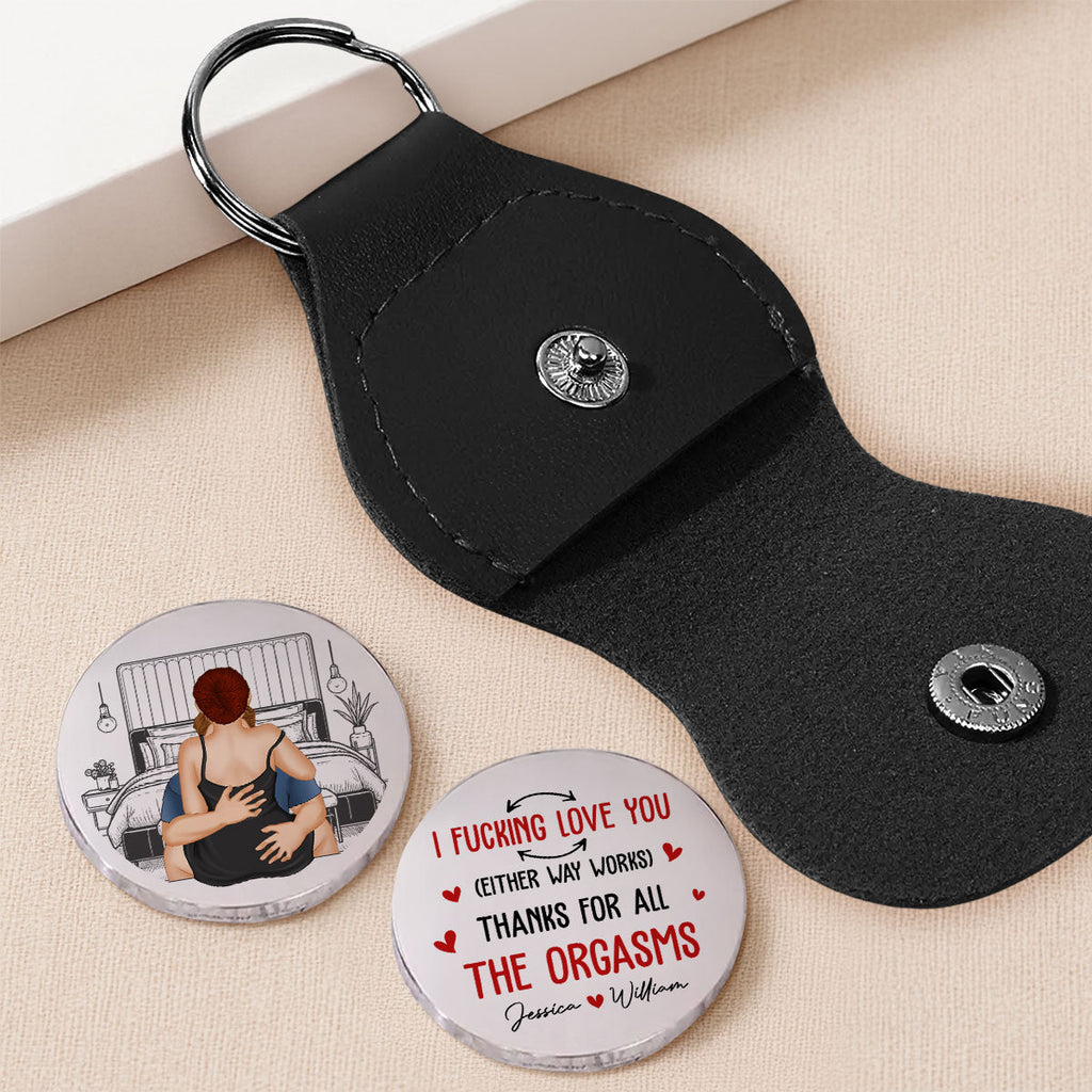 Custom Coin Keychain for Husband, Couple Anniversary Valentine's Day Gifts • Either Way Works - Personalized Pocket Hug