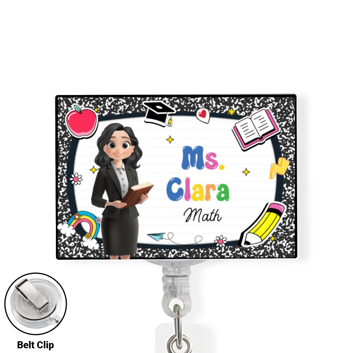 Custom Teacher Character ID Holder, Back To School Gift • Welcome To My Class - Personalized Acrylic Badge Reel