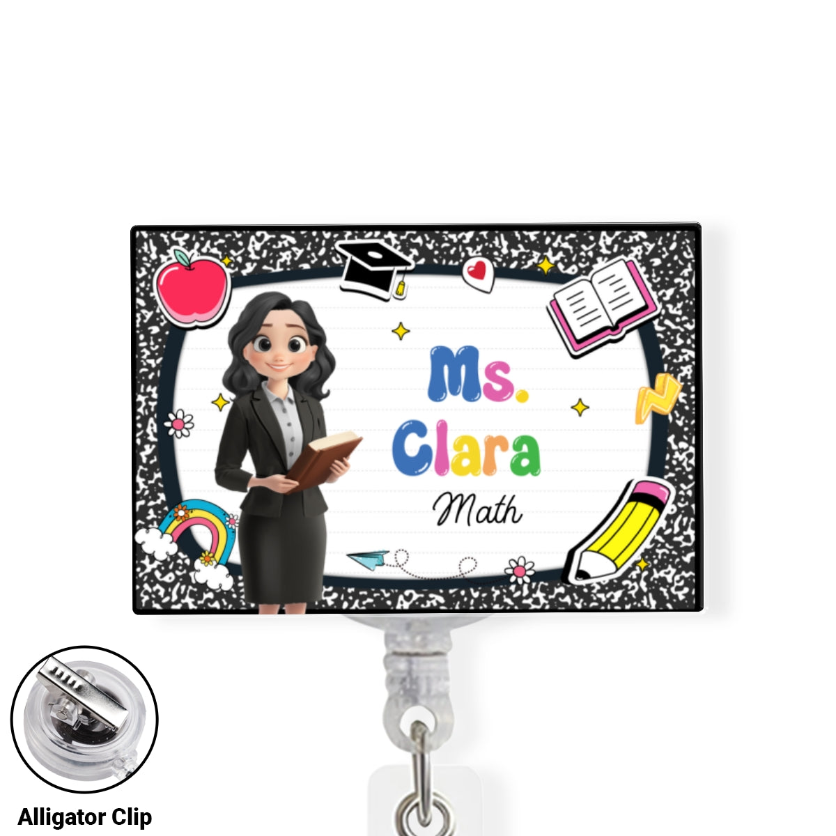 Custom Teacher Character ID Holder, Back To School Gift • Welcome To My Class - Personalized Acrylic Badge Reel