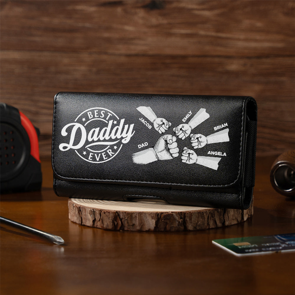 The Power Of Love - Personalized Leather Phone And Card Holster