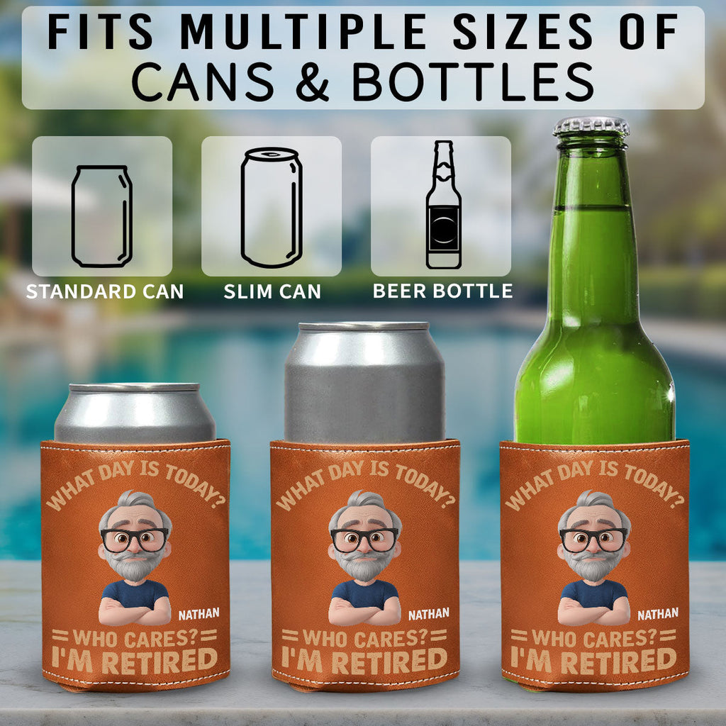 What Day Is Today - Personalized Leather Can Cooler Holder