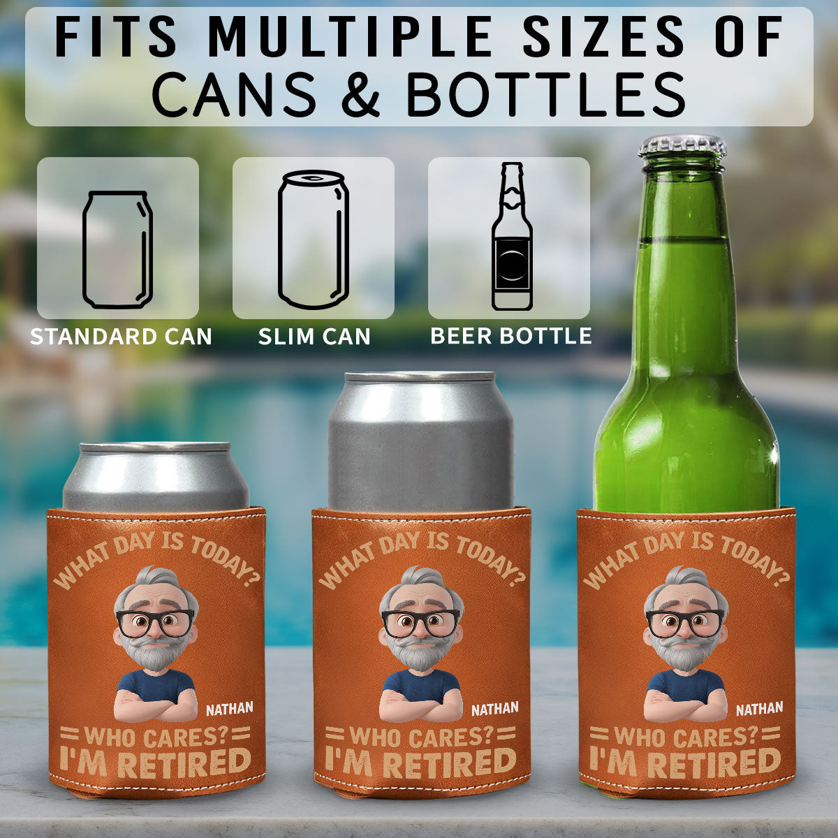 What Day Is Today - Personalized Leather Can Cooler Holder