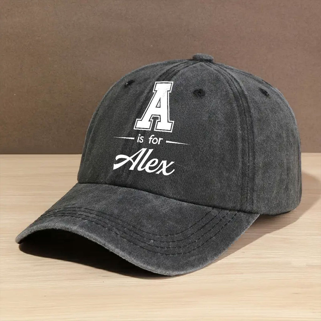 Baby Name - Personalized Vintage Washed Denim Cap